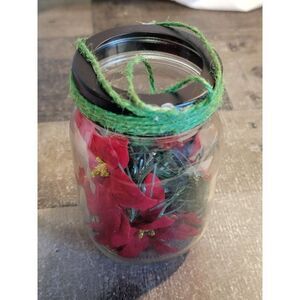 Mason jar AS IS xmas floral truck pine tree figure